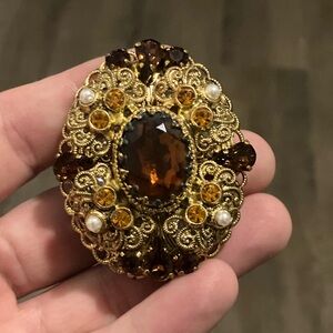 Vintage West German Autumn Filigree Brooch, Made in Germany. 🇩🇪